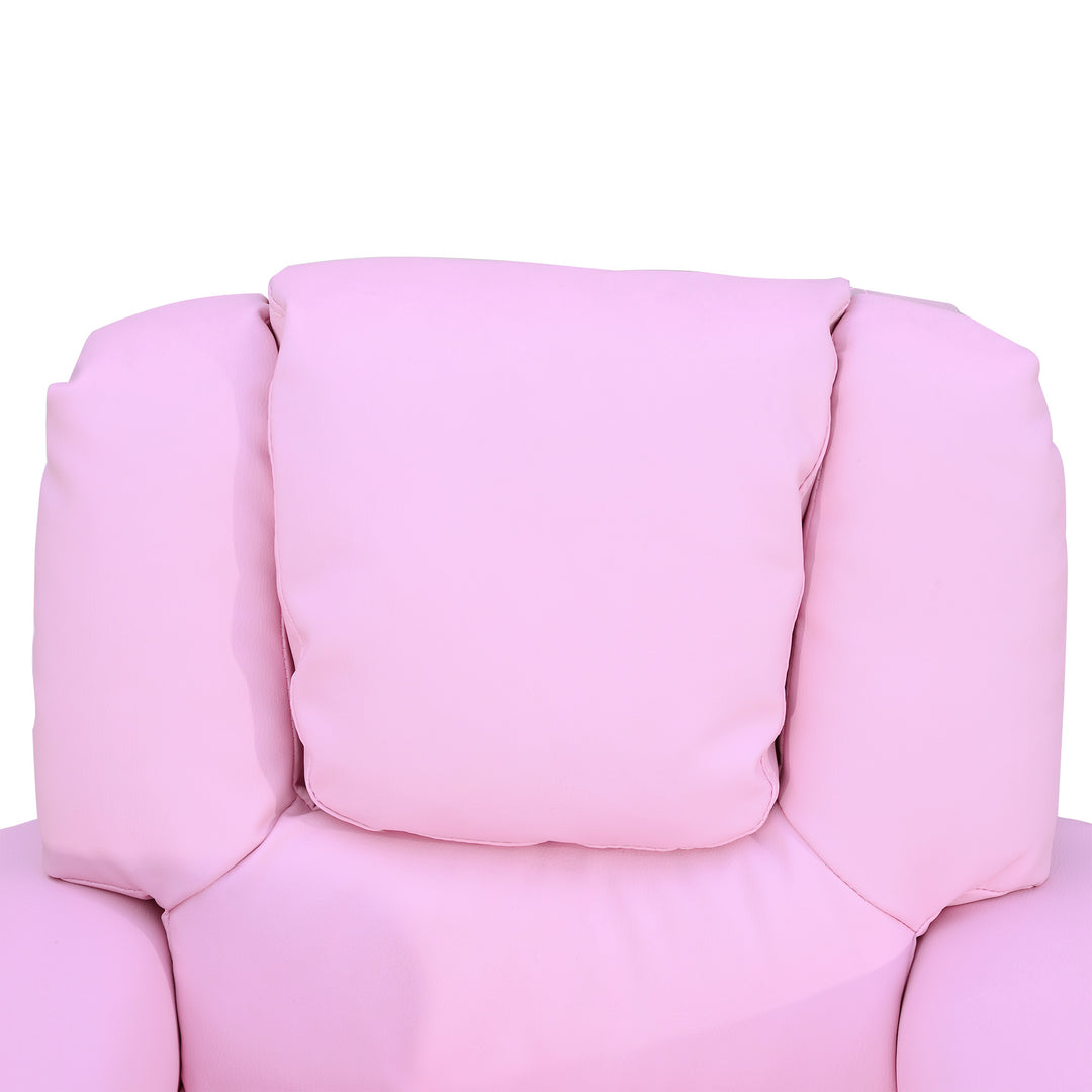 MCL Kids Recliner Chair, PU Leather with Adjustable Backrest, Footrest, Padded Headrest, Pink