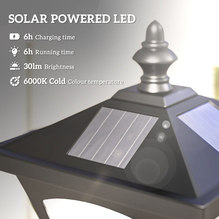 Outdoor Garden Solar Post Lamp Photosensitive LED Lantern Bollard Pathway 1.2M Tall – Black