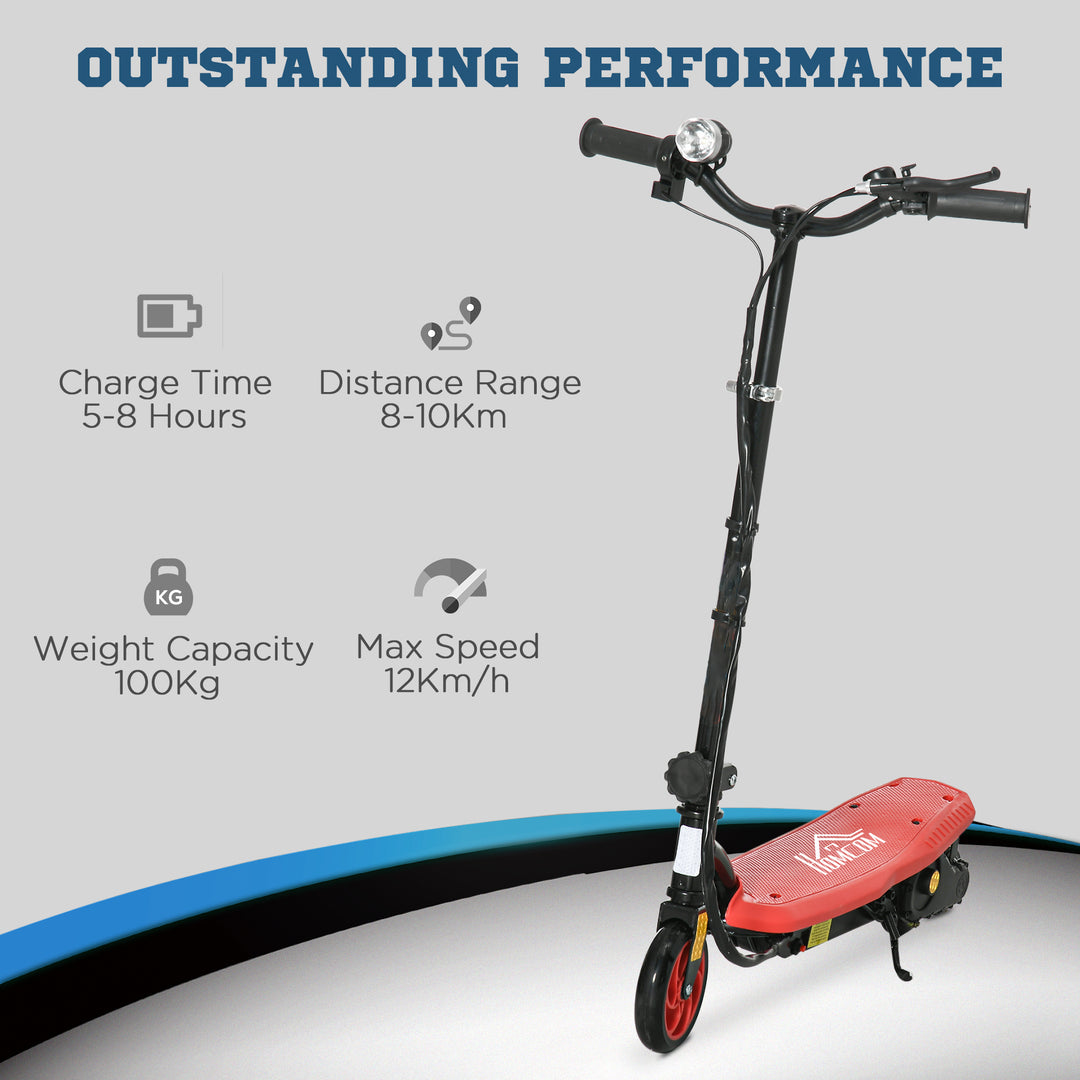 Foldable Electric Scooter, with LED Headlights, for Ages 7-14 Years, Red