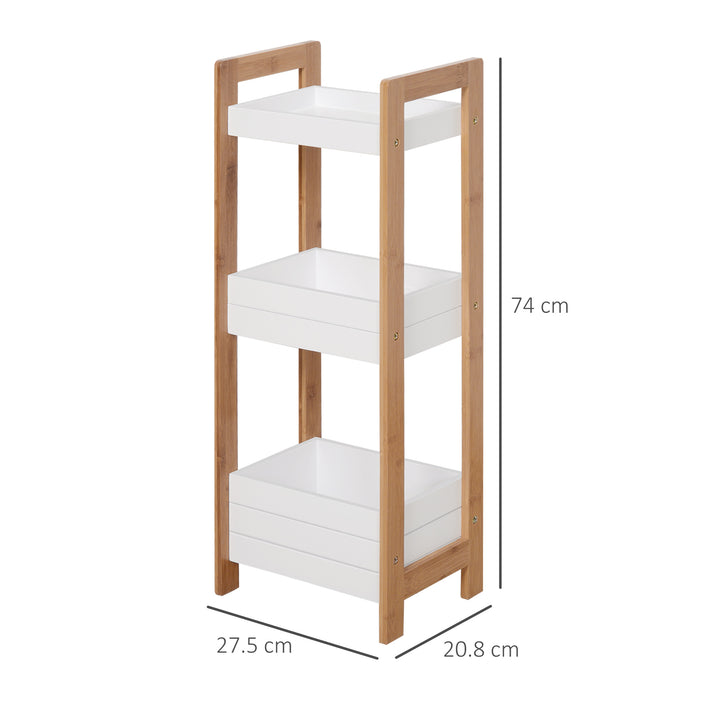 MCL 3-Tier Bathroom Rack Storage Shelf Bamboo Organiser Shower Tower for Narrow Place