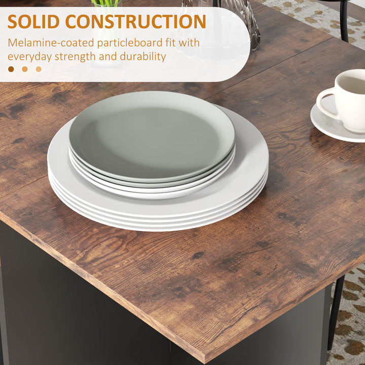 Folding Dining Table, Drop Leaf Table for Small Spaces, Foldable Table with Drawer and Storage Shelves for Kitchen, Dining Room, Rustic Brown