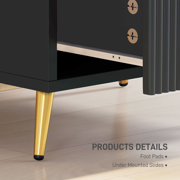 Elegant Two-Drawer Bedside Table Set of 2 - Black