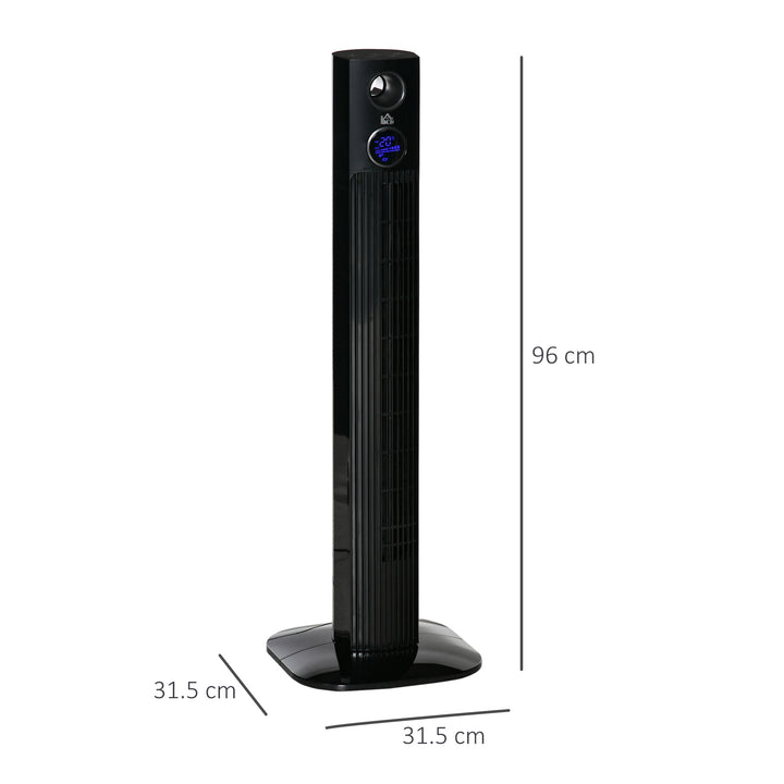 38" Freestanding Tower Fan Cooling with Aroma Function, Oscillating, 12h Timer, LED Sensor Panel, Remote Controller, 3 Modes, for Bedroom, Black