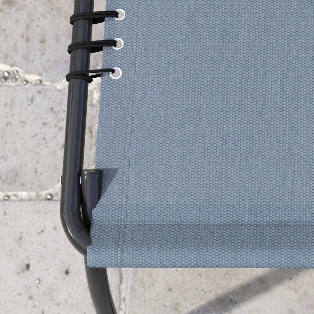 MCL Foldable Sun Lounger, Outdoor 4 Level Adjustable Backrest Reclining Chaise Chair, Steel Frame Recliner Chair for Camping, Hiking, Grey