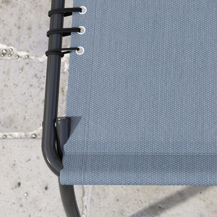 MCL Foldable Sun Lounger, Outdoor 4 Level Adjustable Backrest Reclining Chaise Chair, Steel Frame Recliner Chair for Camping, Hiking, Grey