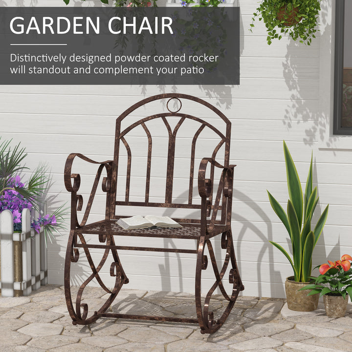 MCL Metal Single Chair 1 Seater Garden Outdoor Rocking Chair Vintage Style Bronze