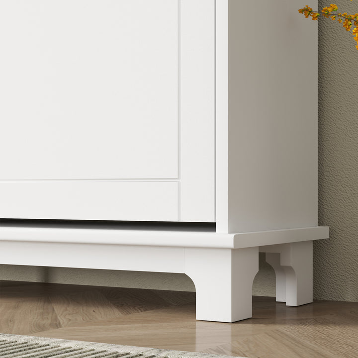Narrow Shoe Storage Cabinet, Slim Shoe Cabinet with 4 Flip Drawers, Adjustable Shelves for 16 Pairs of Shoes, White