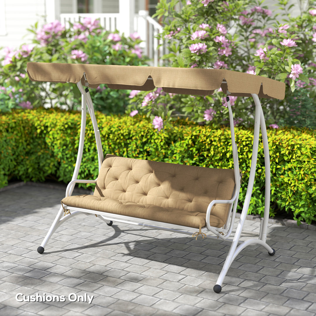 Outsunny Three-Seater Bench Cushion - Khaki