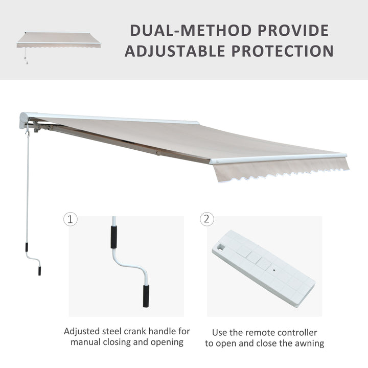 Outsunny 3.5Lx2.5M Retractable Awning-Cream White