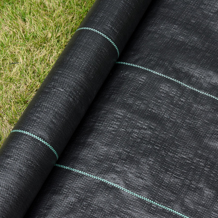 1m x 50m Weed Control Membrane, Heavy Duty Weed Control Barrier Fabric, 90gsm Ground Cover for Patios, Garden, Flower beds, Landscaping