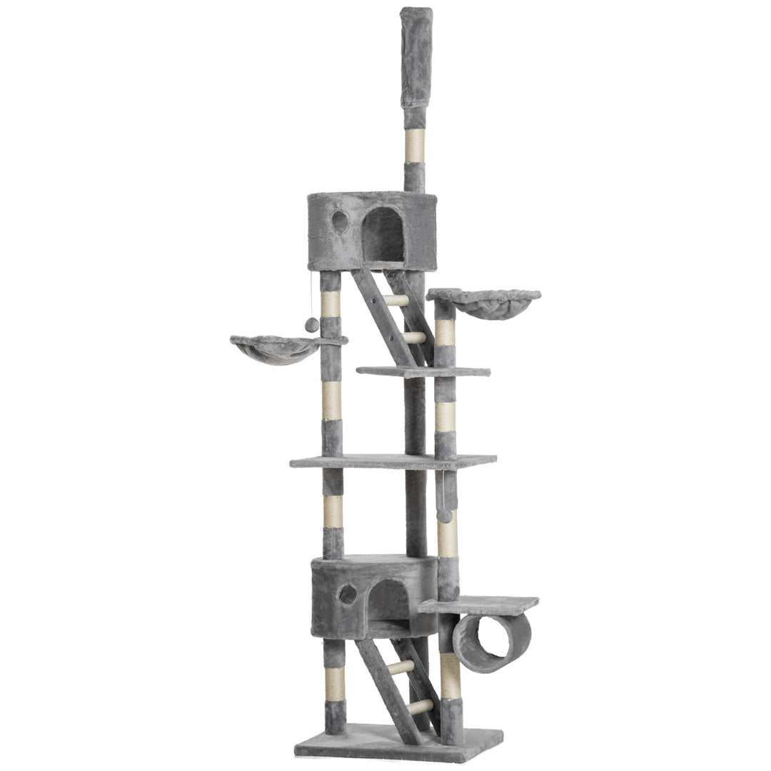 MCL Floor to Ceiling Cat Tree for Indoor Cats, 240-260cm, Adjustable Height - Light Grey