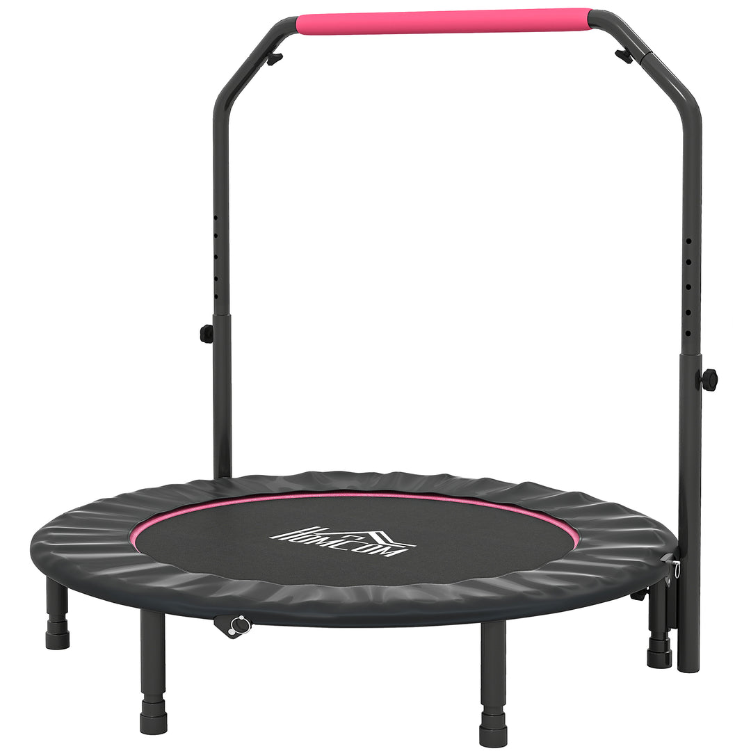 48" Foldable Mini Fitness Trampoline, with Adjustable Foam Handle, Pink