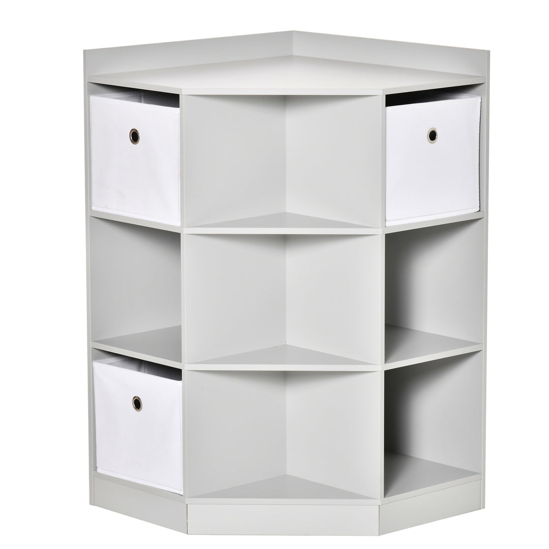 Kids Bookcase, 3 Tier Toy Organiser Storage Unit BookShelf with 3 Non-woven Fabric Drawers, Anti-tip Device, for Bedroom, Children's Room, Playroom, Grey