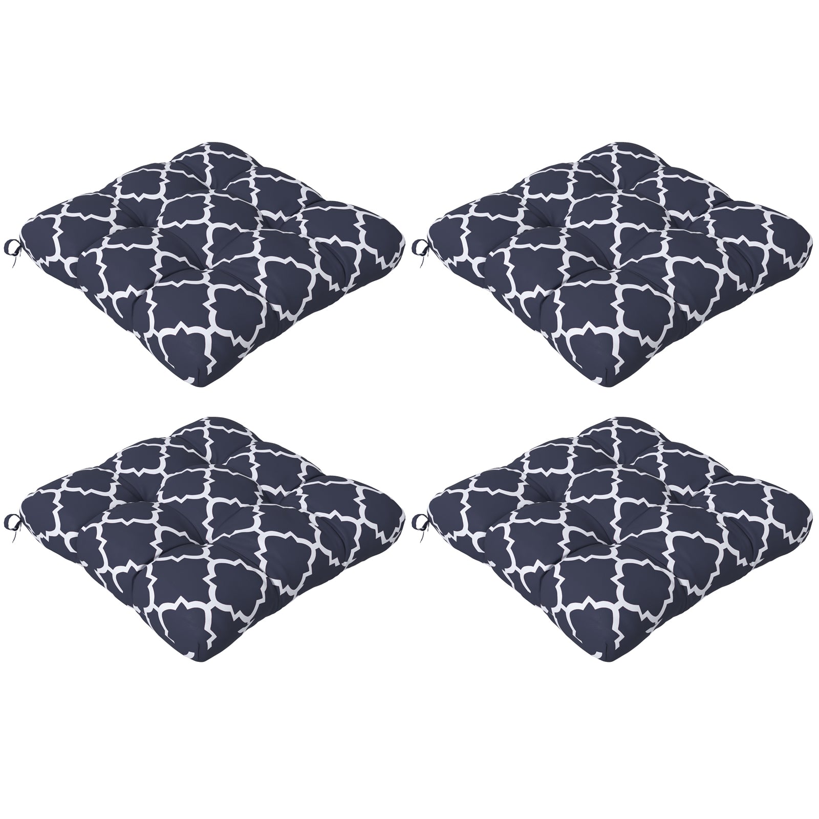 4-Piece Seat Cushion Pillows Replacement, Patio Chair Cushions Set with Ties for Indoor Outdoor, Blue