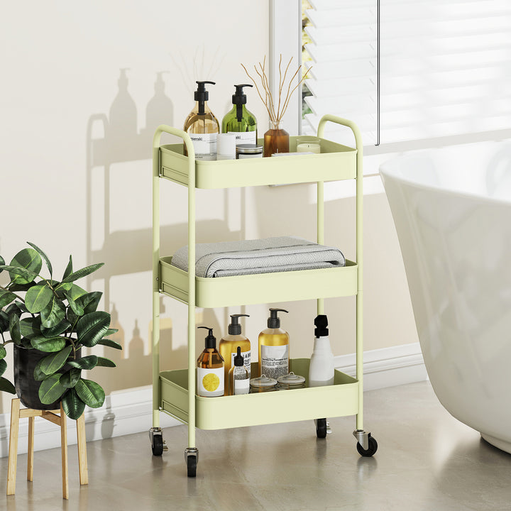 Three-Tier Steel Storage Trolley - Green