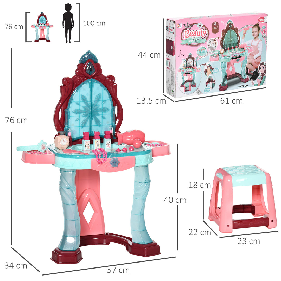 MCL 31 Piece Kids Dressing Playset, with Magical Princess Mirror, Light and Sound - Pink and Blue