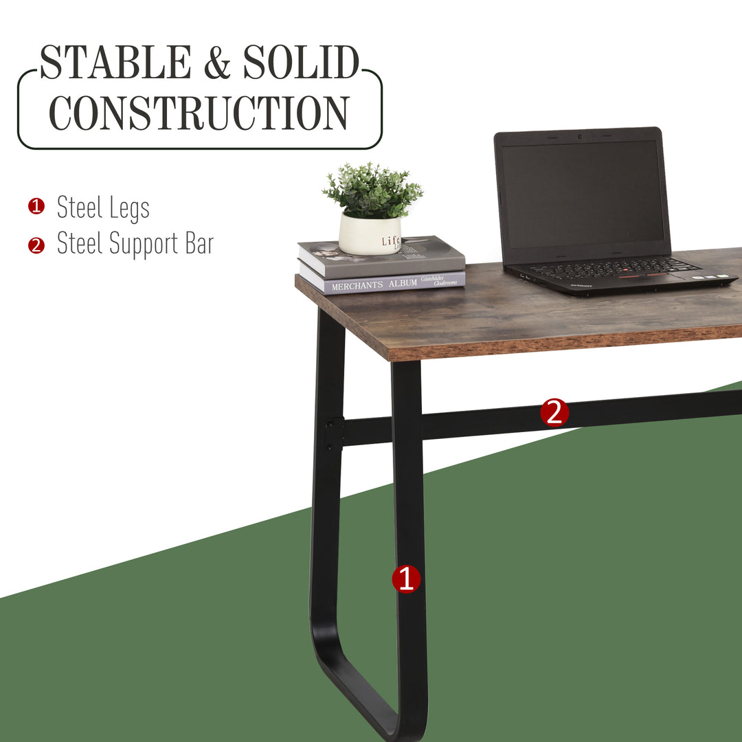 Computer Table, Writing Desk with Steel Frame and Wood Top, Industrial Home Study Table, 115 x 58 x 74.5cm, Rustic Brown and Black