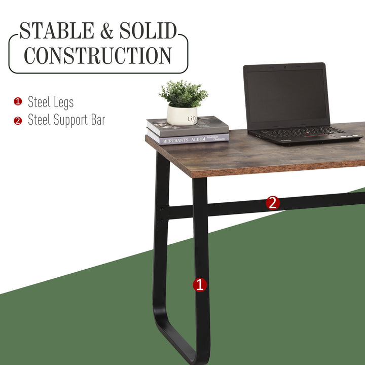 Computer Table, Writing Desk with Steel Frame and Wood Top, Industrial Home Study Table, 115 x 58 x 74.5cm, Rustic Brown and Black