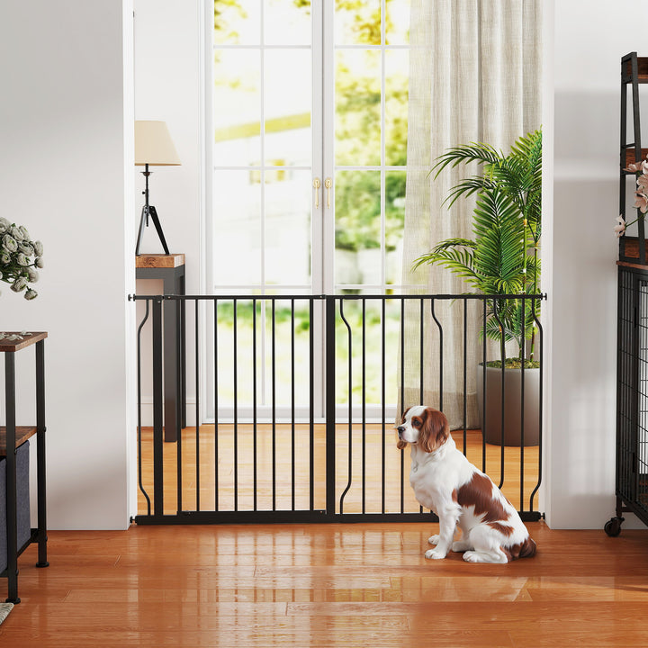 Extra Wide Dog Safety Gate, with Door Pressure, for Doorways, Hallways, Staircases - Black
