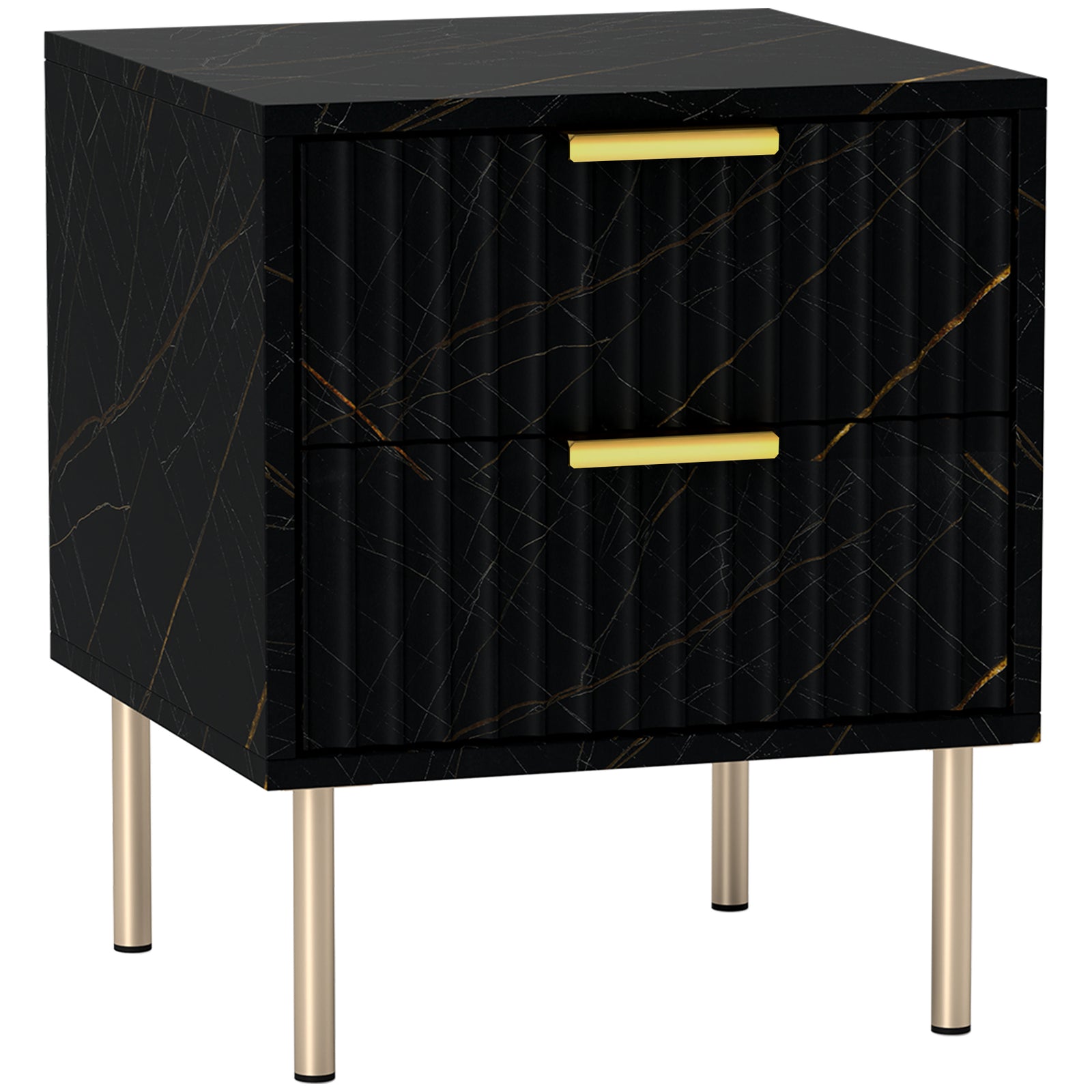 Elegant Two-Drawer Bedside Table - Black
