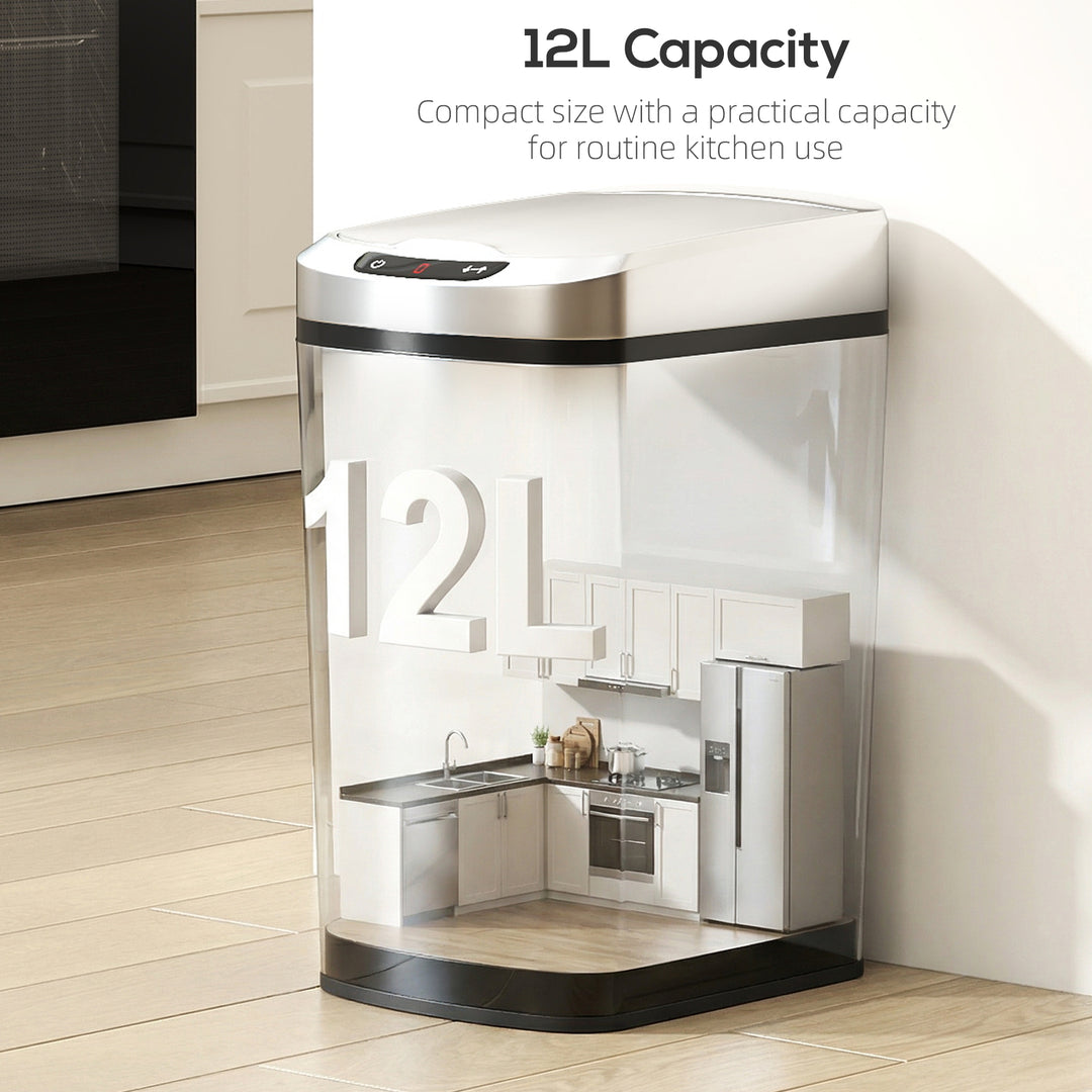 12L Sensor Bin, Automatic Touchless Motion Sensor Kitchen Bin with Fingerprint Resistant Stainless Steel