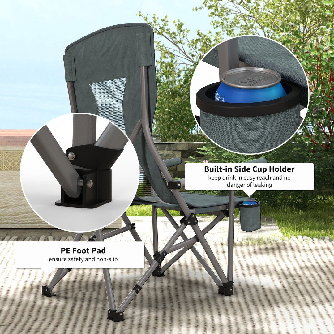 Outsunny Folding Camp Chair Portable Chair w/ Cup Holder Holds up to 136kg Perfect for Camping, Festivals, Garden, Caravan Trips, Beach and BBQs