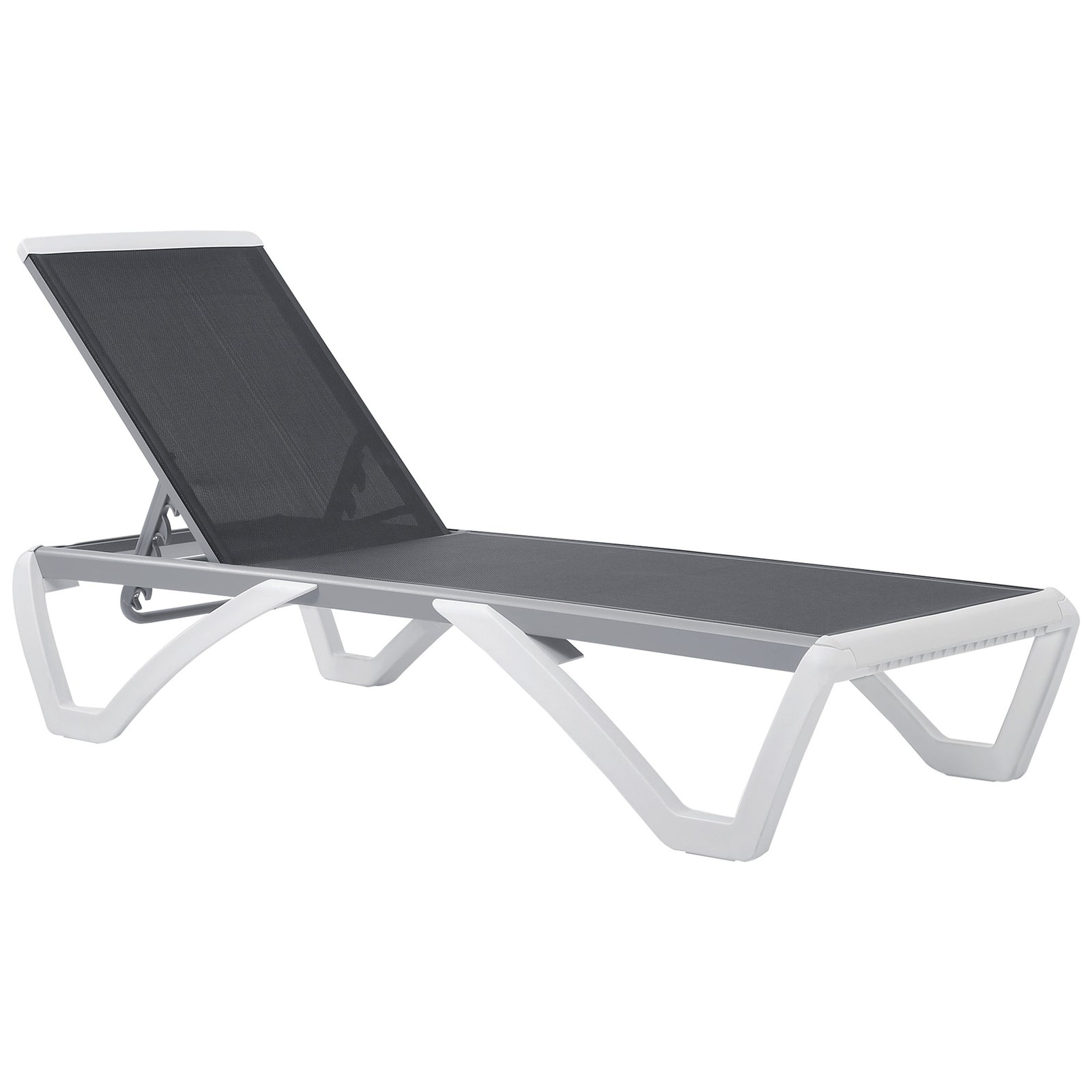 Aluminium Frame Sun Lounger, with Adjustable Back - Grey