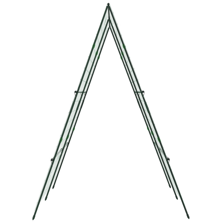 Garden Cucumber Trellis for Climbing Plants, A-Frame Trellis Plant Support with Climbing Net, DIY Adjustable Cucumber Support Frame for Raised Bed, Vegetables, Flowers, Fruit, Green