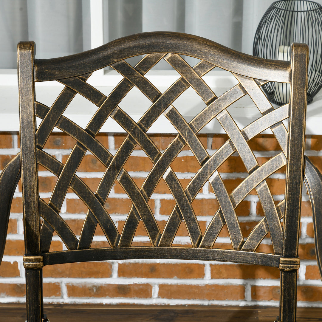 MCL 5-Piece Outdoor Furniture Dining Set, Cast Aluminum Conversation Set Includes 4 Chairs and 90cm Round Table with 50mm Umbrella Hole for Patio Garden Deck, Flower Design