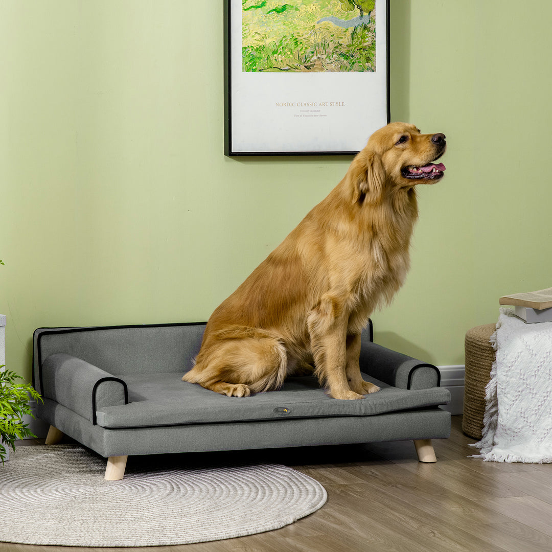 PawHut Dog Sofa with Water-resistant Fabric, Pet Chair Bed for Large, Medium Dogs, Grey, 100 x 62 x 32 cm | Aosom UK