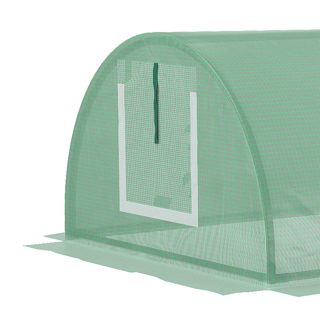 Mini Greenhouse, Portable Tunnel Green House, Green Grow House Steel Frame with 5 Mesh Windows, 3 M, Green