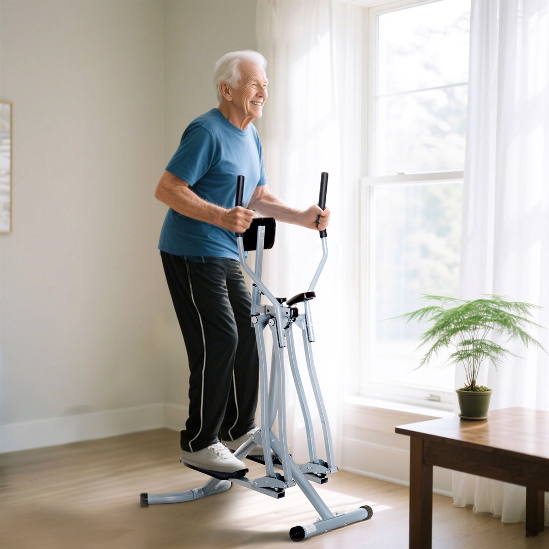 Air Walker Glider, Cross Trainer Fitness Machine, with LCD, for Home Gym, Grey