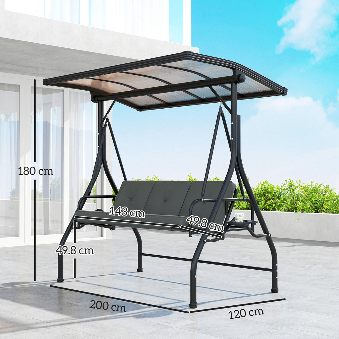 Convertible Three-Seater Swing Bench Bed - Dark Grey