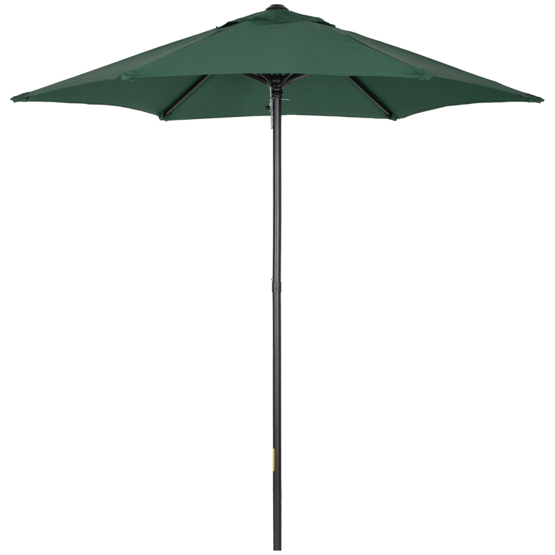 MCL 2m Garden Parasol Umbrella, Outdoor Sun Shade with 6 Sturdy Ribs for Balcony, Bench, Garden, Green