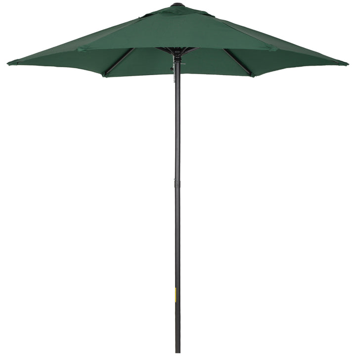 MCL 2m Garden Parasol Umbrella, Outdoor Sun Shade with 6 Sturdy Ribs for Balcony, Bench, Garden, Green