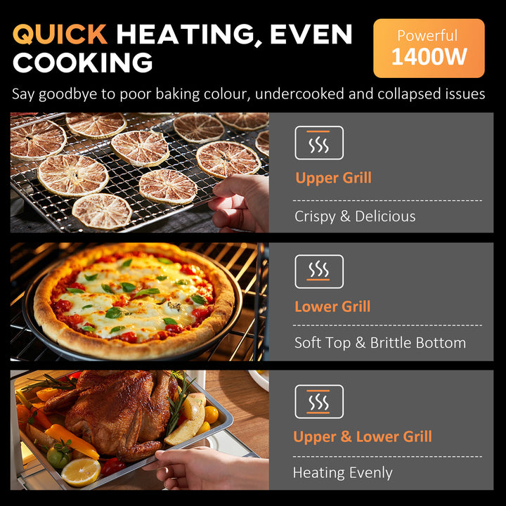 30L 60-230℃ Mini Electric Oven, with Accessories - Silver Tone