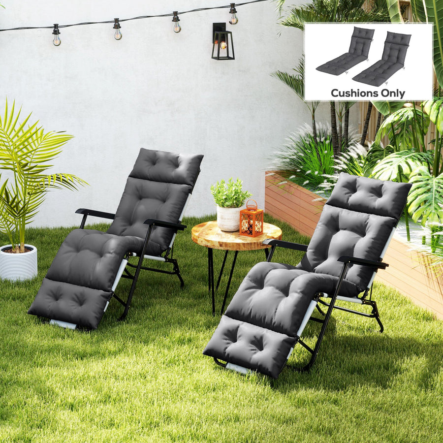 Set of Two 190 x 56cm Sun Lounger Cushions - Dark Grey