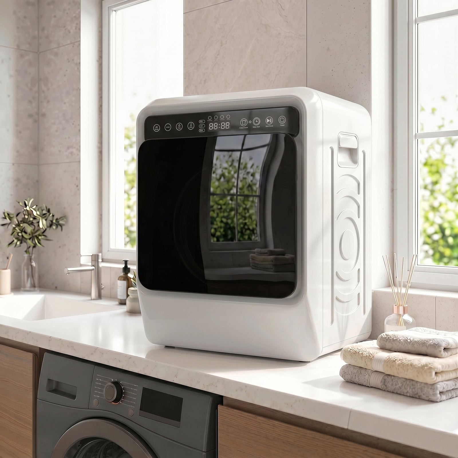 5kg Vented Tumble Dryer, 1000W Compact Tumble Dryer with Smart Drying,