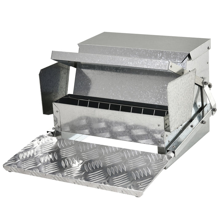 PawHut 11.5kg Capacity Automatic Chicken Poultry Feeder with a Galvanized Steel and Aluminium Build, Weatherproof Design | Aosom UK