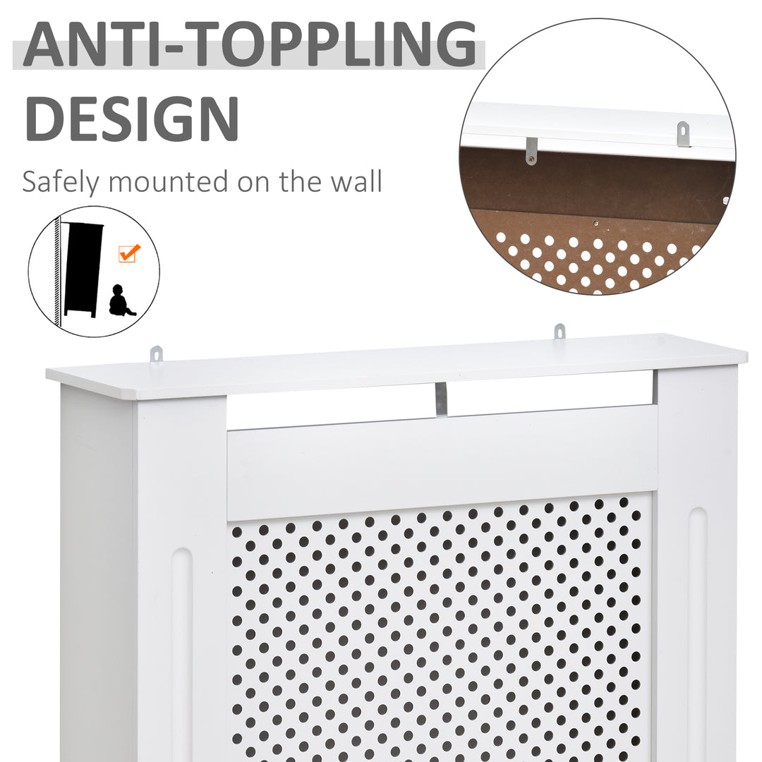 Wooden Radiator Cover Heating Cabinet Modern Home Furniture Grill Style White Painted (Small)