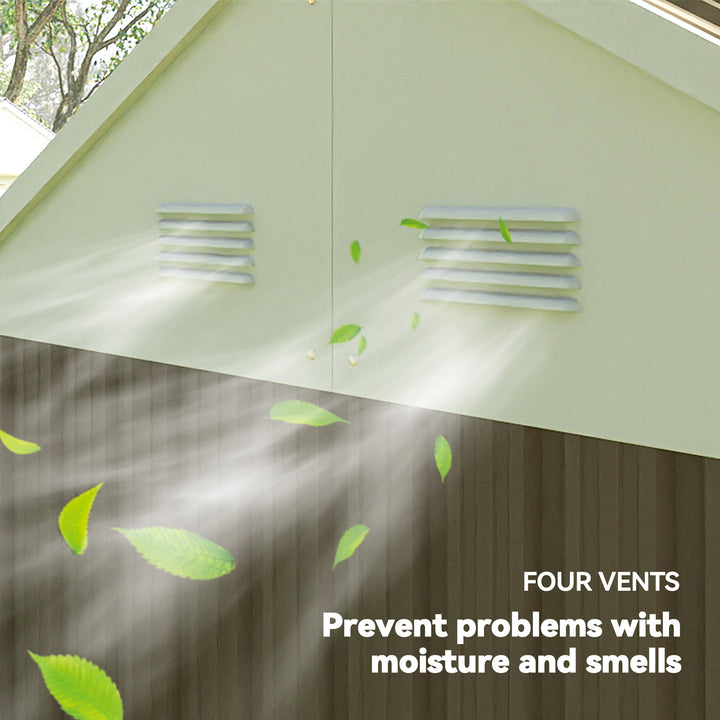 8 x 6 ft Galvanised Garden Shed, Outsoor Metal Storage Shed with Double Doors Window Air Vents for Patio, Lawn, Grey