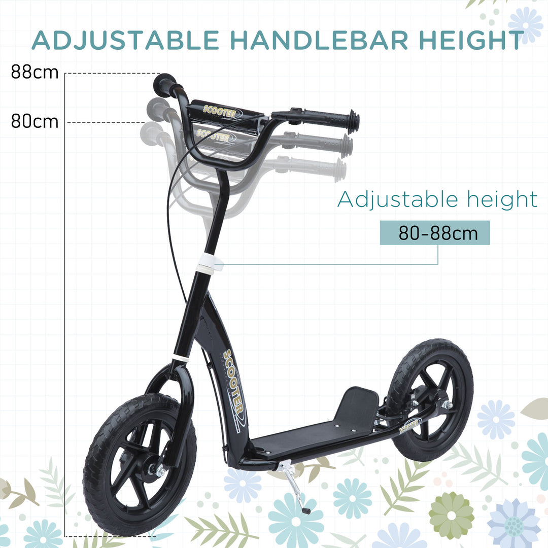 Kids Scooter Kick Scooter, with 12" EVA Tyres, Rear Brake, Big Wheels Scooter for 5-12 Years , Black