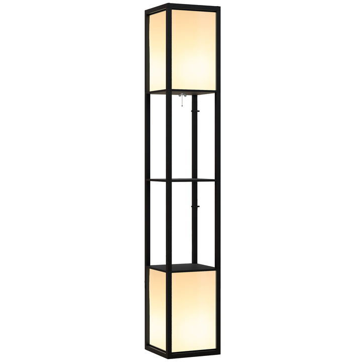 Modern Shelf Floor Lamp with Dual Ambient Light, Standing Lamp Living Room, Bedroom, 156cm, Black