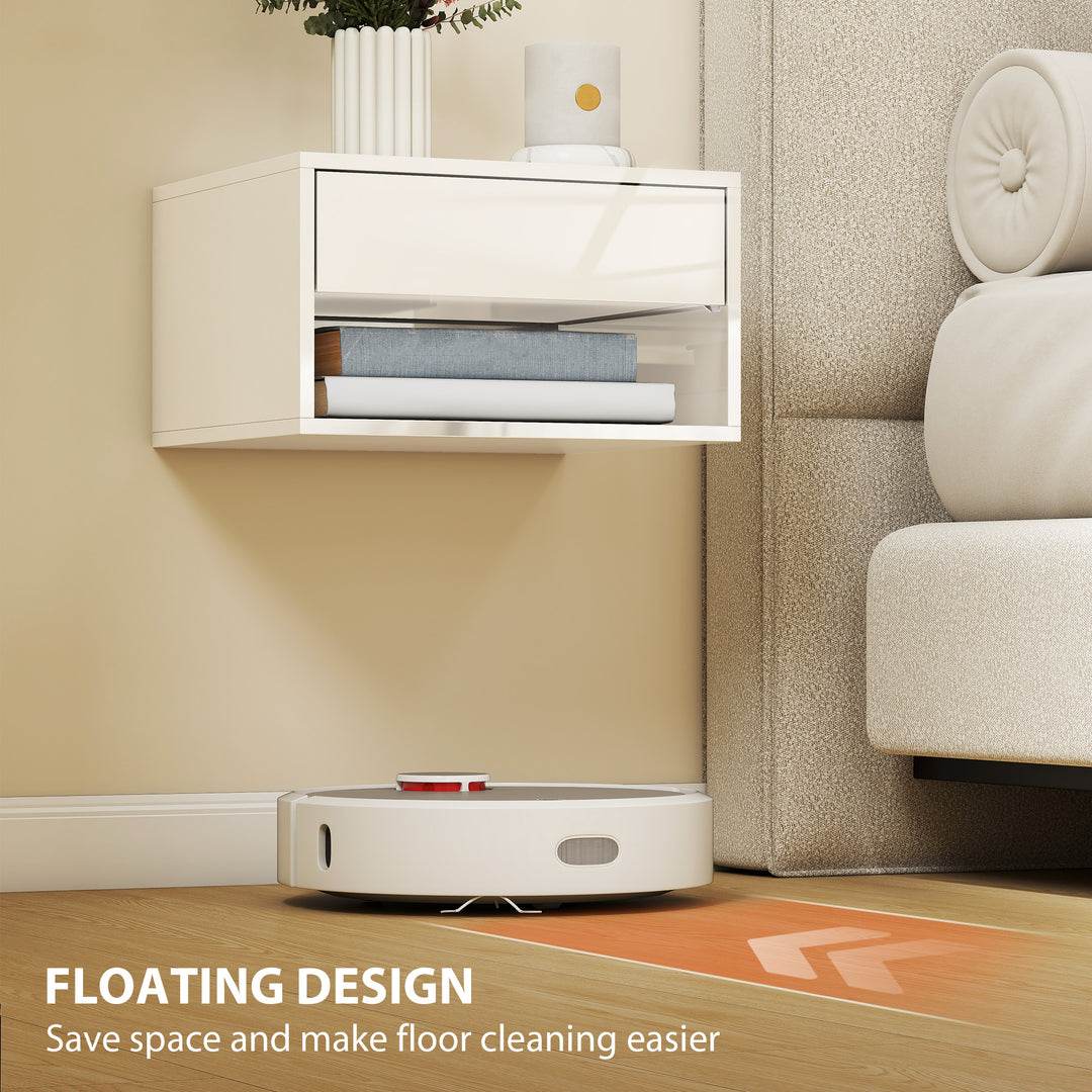 Set of Two Floating Bedside Tables, Wall Mounted Nightstand with Drawe