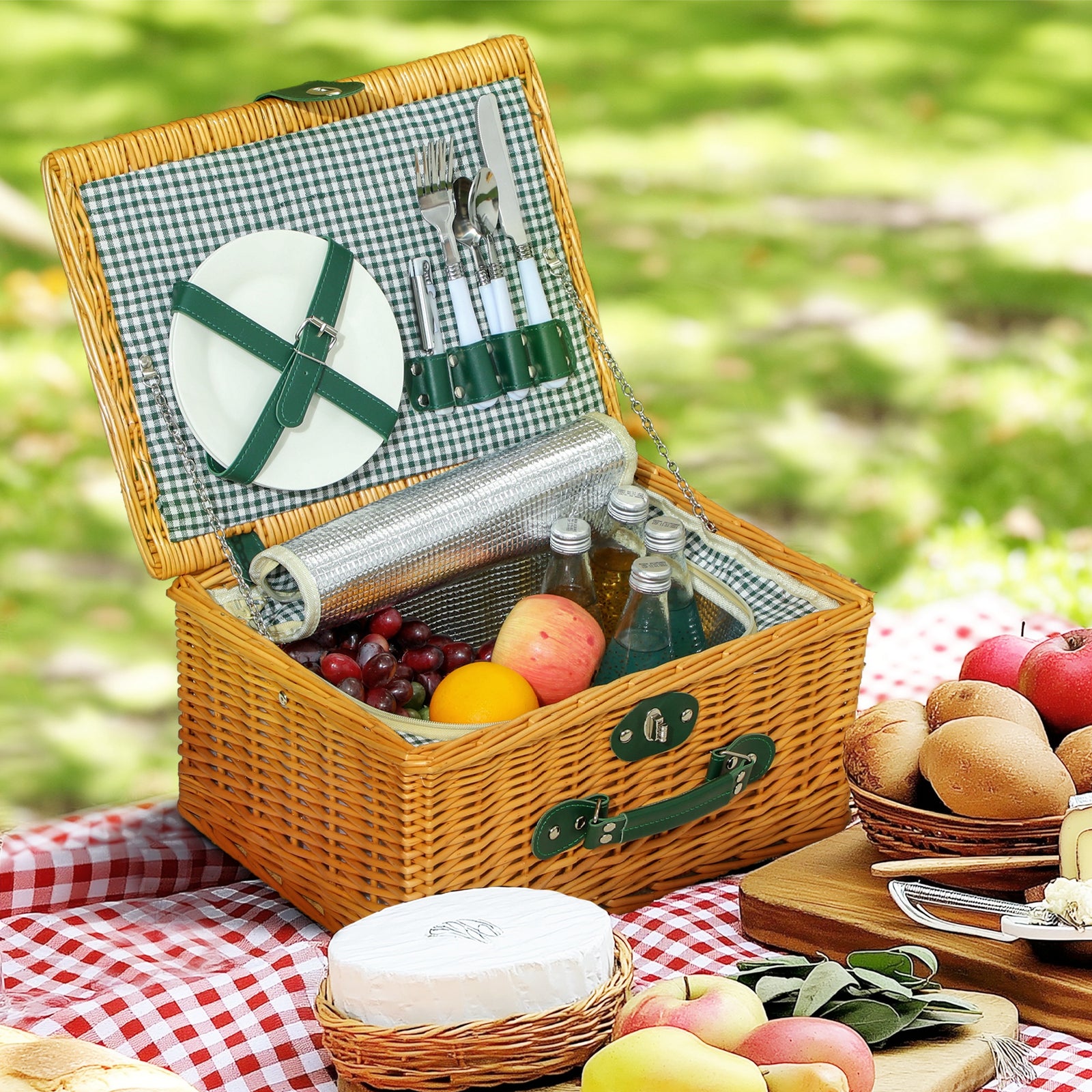 Two-Person Picnic Set, with Wicker Basket
