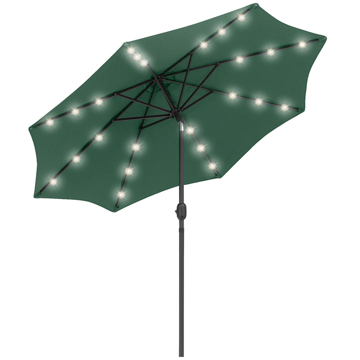 MCL 2.7m Patio Garden Umbrella Outdoor Parasol with Tilt Crank and 24 LEDs Lights (Green)