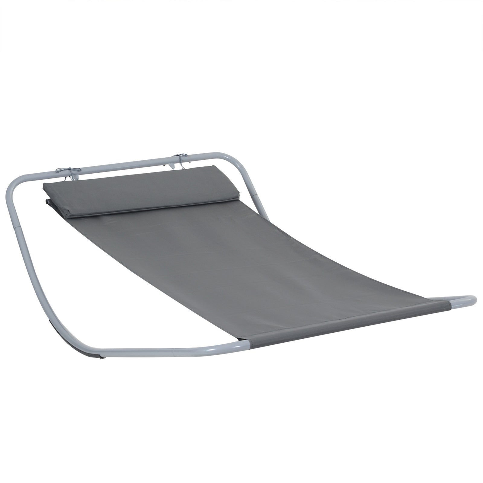 Rocking Sun Lounger, Single Garden Lounger Sunbed with Headrest Pillows, Texteline Outdoor Rocking Chair Swing Hammock Daybed with Metal Frame for Patio, Terrace, 212 x 132 x 66 cm, Grey