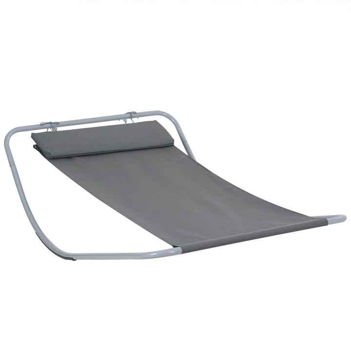 MCL Rocking Sun Lounger, Single Garden Lounger Sunbed with Headrest Pillows, Texteline Outdoor Rocking Chair Swing Hammock Daybed with Metal Frame for Patio, Terrace, 212 x 132 x 66 cm, Grey