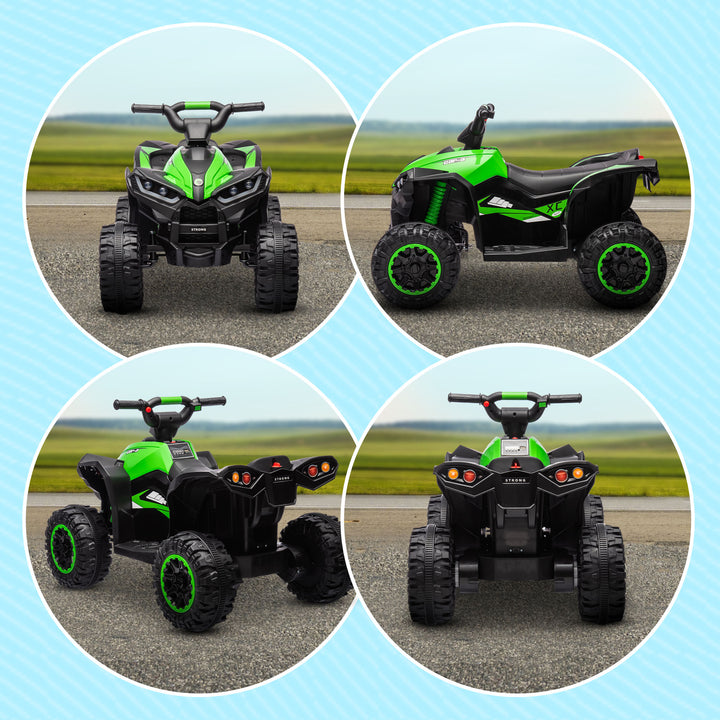 12V Ride-On Quad Bike, with Music, Horn, LED Lights, for Ages 3-5 Years, Green