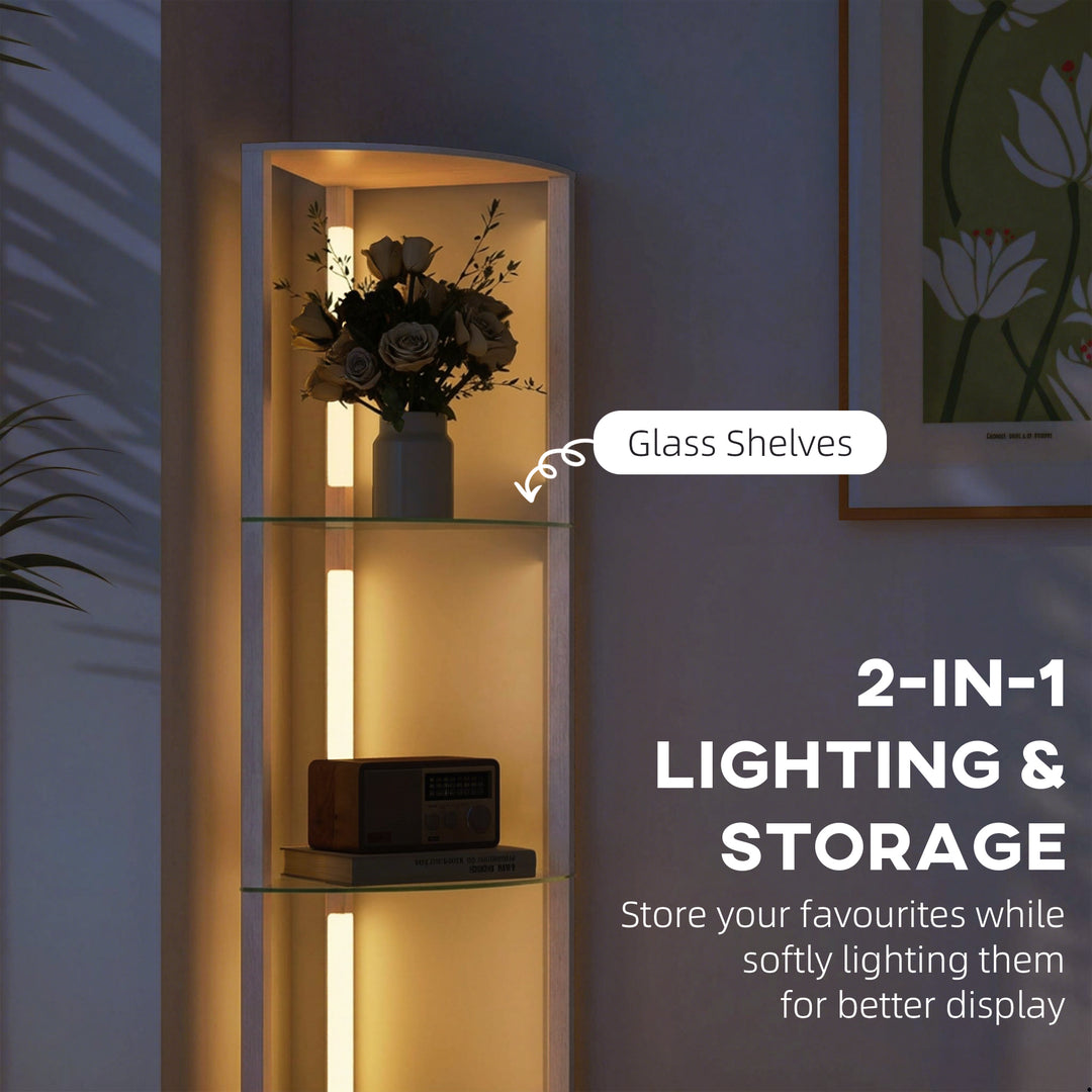 LED Floor Lamp with Shelves, Dimmable Standing Lamp with Foot Switch f